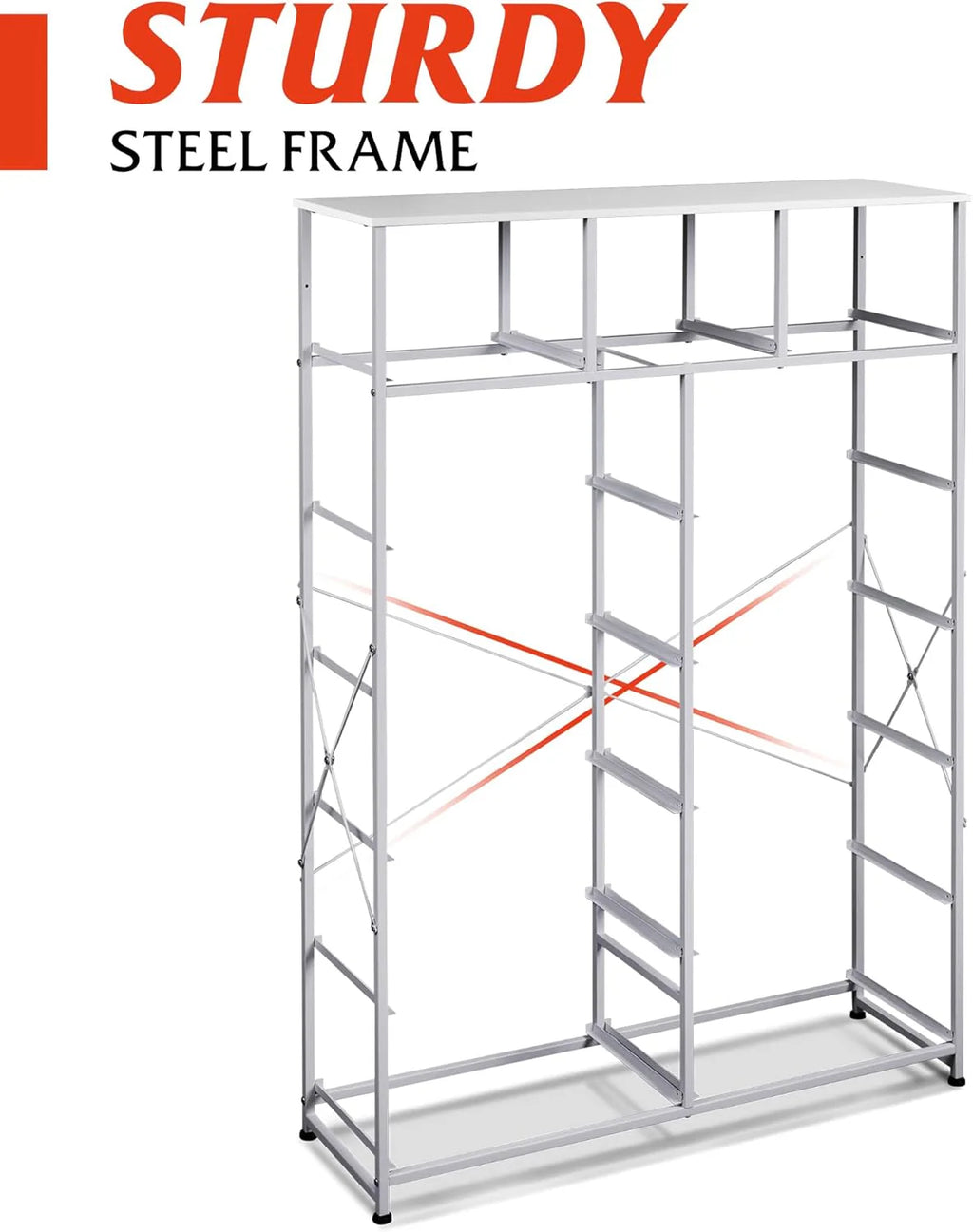 WLIVE Storage Organizer Unit with 13 Fabric Bins, Storage Drawers Organizer with Steel Frame, Tall Storage Tower Organizaton for Living Room, Hallway, Office, Charcoal Black